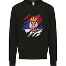 Torn Serbia Flag Serbia Day Football Kids Sweatshirt Jumper Black