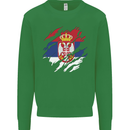 Torn Serbia Flag Serbia Day Football Kids Sweatshirt Jumper Irish Green
