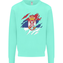 Torn Serbia Flag Serbia Day Football Kids Sweatshirt Jumper Peppermint