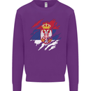 Torn Serbia Flag Serbia Day Football Kids Sweatshirt Jumper Purple