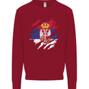 Torn Serbia Flag Serbia Day Football Kids Sweatshirt Jumper Red