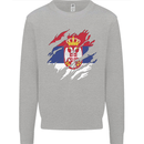 Torn Serbia Flag Serbia Day Football Kids Sweatshirt Jumper Sports Grey