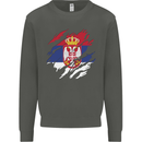 Torn Serbia Flag Serbia Day Football Kids Sweatshirt Jumper Storm Grey