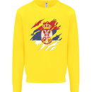 Torn Serbia Flag Serbia Day Football Kids Sweatshirt Jumper Yellow