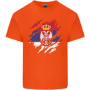 Torn Serbia Flag Serbia Day Football Kids T-Shirt Childrens Orange