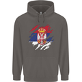 Torn Serbia Flag Serbia Day Football Mens 80% Cotton Hoodie Charcoal