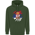 Torn Serbia Flag Serbia Day Football Mens 80% Cotton Hoodie Forest Green