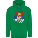 Torn Serbia Flag Serbia Day Football Mens 80% Cotton Hoodie Irish Green
