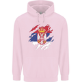 Torn Serbia Flag Serbia Day Football Mens 80% Cotton Hoodie Light Pink