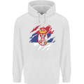 Torn Serbia Flag Serbia Day Football Mens 80% Cotton Hoodie White