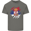 Torn Serbia Flag Serbia Day Football Mens Cotton T-Shirt Tee Top Charcoal