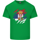 Torn Serbia Flag Serbia Day Football Mens Cotton T-Shirt Tee Top Irish Green