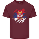 Torn Serbia Flag Serbia Day Football Mens Cotton T-Shirt Tee Top Maroon