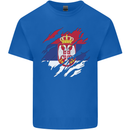 Torn Serbia Flag Serbia Day Football Mens Cotton T-Shirt Tee Top Royal Blue