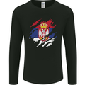 Torn Serbia Flag Serbia Day Football Mens Long Sleeve T-Shirt Black