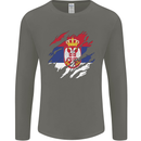 Torn Serbia Flag Serbia Day Football Mens Long Sleeve T-Shirt Charcoal