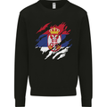 Torn Serbia Flag Serbia Day Football Mens Sweatshirt Jumper Black