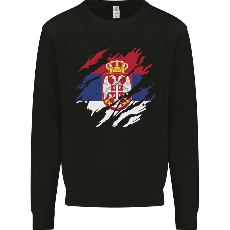 Torn Serbia Flag Serbia Day Football Mens Sweatshirt Jumper Black