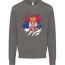 Torn Serbia Flag Serbia Day Football Mens Sweatshirt Jumper Charcoal