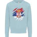 Torn Serbia Flag Serbia Day Football Mens Sweatshirt Jumper Light Blue