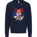 Torn Serbia Flag Serbia Day Football Mens Sweatshirt Jumper Navy Blue