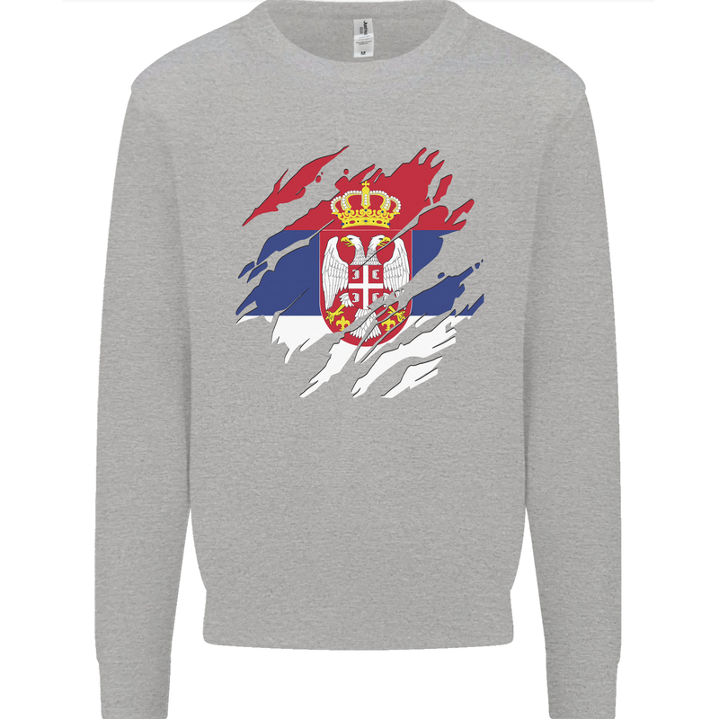 Torn Serbia Flag Serbia Day Football Mens Sweatshirt Jumper Sports Grey