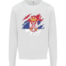 Torn Serbia Flag Serbia Day Football Mens Sweatshirt Jumper White