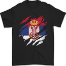 Torn Serbia Flag Serbia Day Football Mens T-Shirt 100% Cotton Black