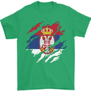 Torn Serbia Flag Serbia Day Football Mens T-Shirt 100% Cotton Irish Green