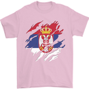 Torn Serbia Flag Serbia Day Football Mens T-Shirt 100% Cotton Light Pink
