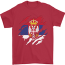 Torn Serbia Flag Serbia Day Football Mens T-Shirt 100% Cotton Red