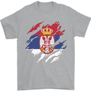 Torn Serbia Flag Serbia Day Football Mens T-Shirt 100% Cotton Sports Grey