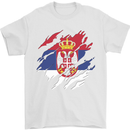 Torn Serbia Flag Serbia Day Football Mens T-Shirt 100% Cotton White