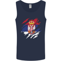 Torn Serbia Flag Serbia Day Football Mens Vest Tank Top Navy Blue