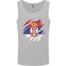 Torn Serbia Flag Serbia Day Football Mens Vest Tank Top Sports Grey