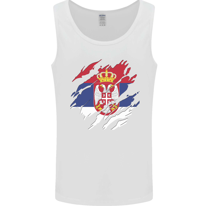 Torn Serbia Flag Serbia Day Football Mens Vest Tank Top White