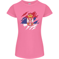 Torn Serbia Flag Serbia Day Football Womens Petite Cut T-Shirt Azalea