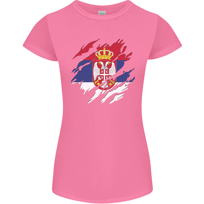 Torn Serbia Flag Serbia Day Football Womens Petite Cut T-Shirt Azalea