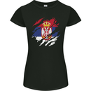 Torn Serbia Flag Serbia Day Football Womens Petite Cut T-Shirt Black