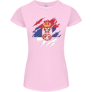Torn Serbia Flag Serbia Day Football Womens Petite Cut T-Shirt Light Pink