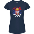 Torn Serbia Flag Serbia Day Football Womens Petite Cut T-Shirt Navy Blue