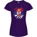 Torn Serbia Flag Serbia Day Football Womens Petite Cut T-Shirt Purple