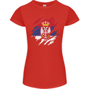 Torn Serbia Flag Serbia Day Football Womens Petite Cut T-Shirt Red