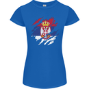 Torn Serbia Flag Serbia Day Football Womens Petite Cut T-Shirt Royal Blue