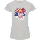 Torn Serbia Flag Serbia Day Football Womens Petite Cut T-Shirt Sports Grey
