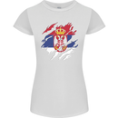 Torn Serbia Flag Serbia Day Football Womens Petite Cut T-Shirt White