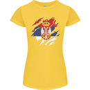 Torn Serbia Flag Serbia Day Football Womens Petite Cut T-Shirt Yellow
