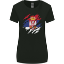 Torn Serbia Flag Serbia Day Football Womens Wider Cut T-Shirt Black