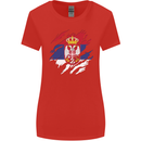 Torn Serbia Flag Serbia Day Football Womens Wider Cut T-Shirt Red