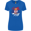 Torn Serbia Flag Serbia Day Football Womens Wider Cut T-Shirt Royal Blue